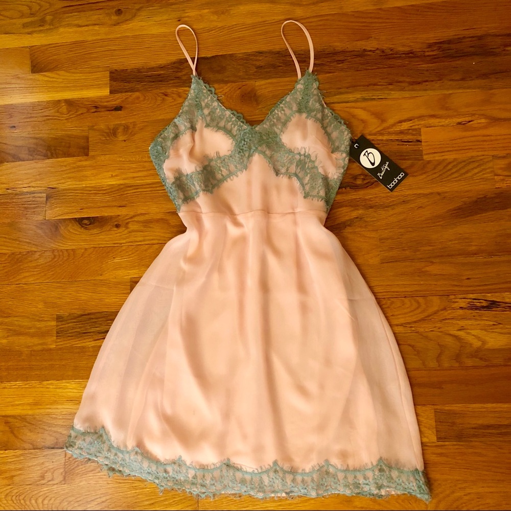 Sexy Cute Pink Lace Slip Dress fits S-M size